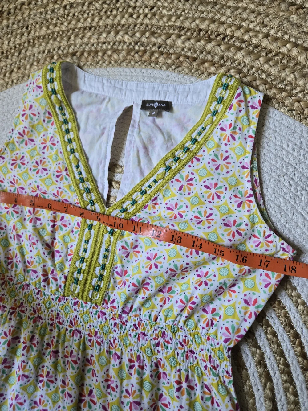 Surkana V-Neck Mini Beaded Dress Boho Festival Indie Vibes Whimsical Summer M - Picture 12 of 16